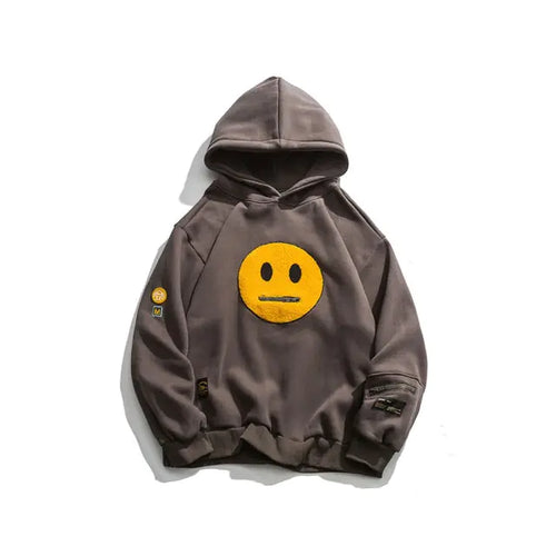 Load image into Gallery viewer, Smile Face Patchwork Hooded Sweatshirts
