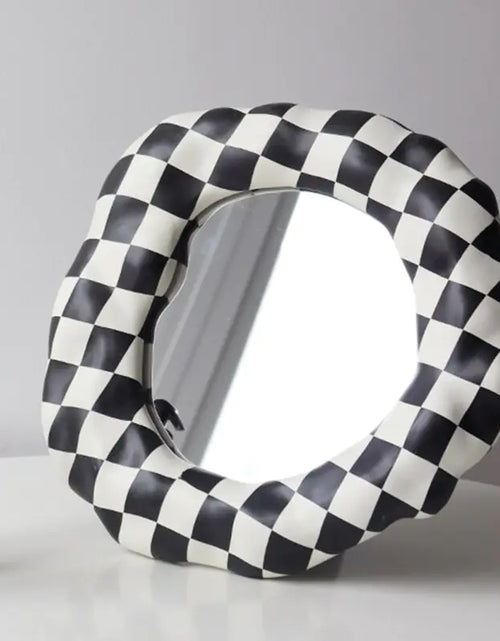 Load image into Gallery viewer, Black &amp; White Checkerboard Vanity Mirror
