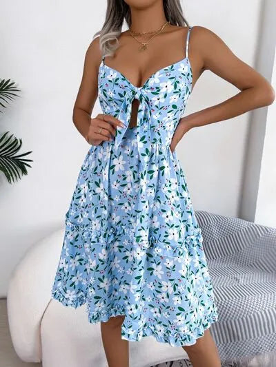 Load image into Gallery viewer, Printed Plunge Sleeve Cami Dress

