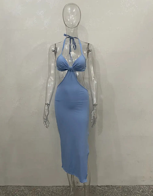 Load image into Gallery viewer, Halter Backless Slit Dress
